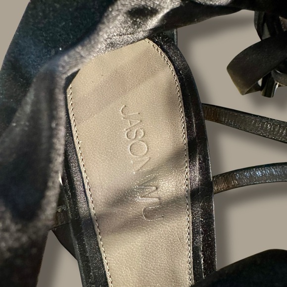 Jason Wu ‘Gia’ Black Satin Lace-Up Open Toe Heels w/ Ankle Ties Size 41 = Sz 11 - Picture 14 of 16